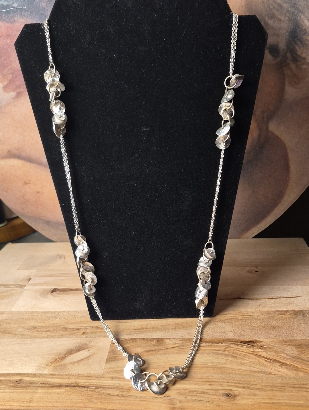 Chico's Silver-Tone Cluster Disc Long Necklace